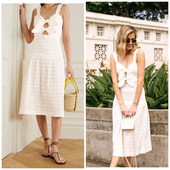 Rebecca Vallance Dresses & Skirts - NWT Rebecca Vallance Cut Out Bow Seersucker Midi Dress Summer Resort US Size 2